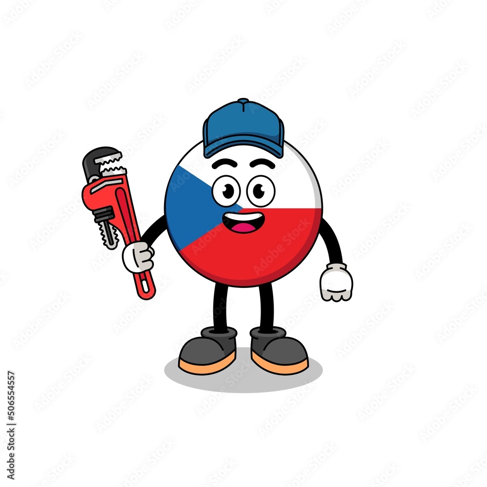 czech republic illustration cartoon as a plumber czech republic illustration cartoon as a plumber