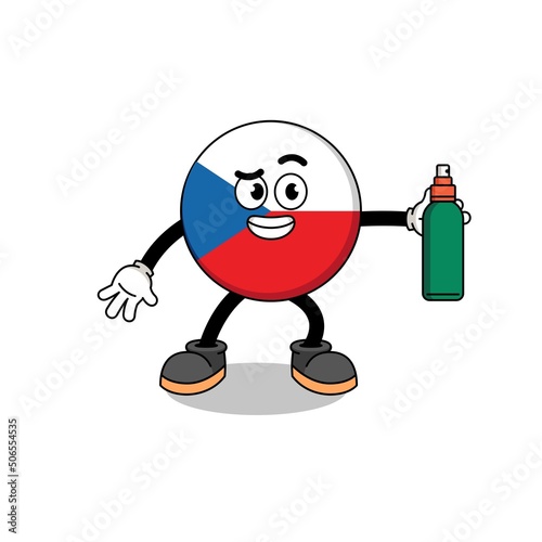 czech republic illustration cartoon holding mosquito repellent