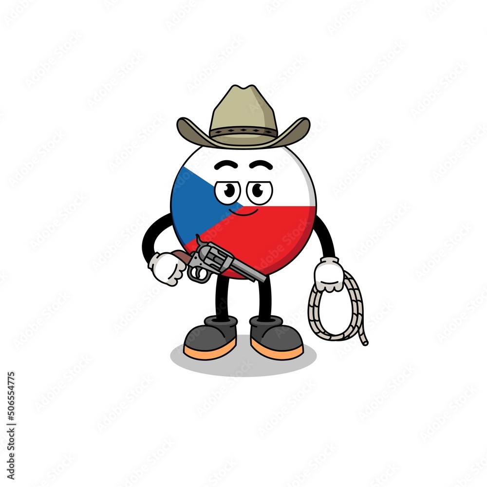 Character mascot of czech republic as a cowboy Character mascot of czech republic as a cowboy