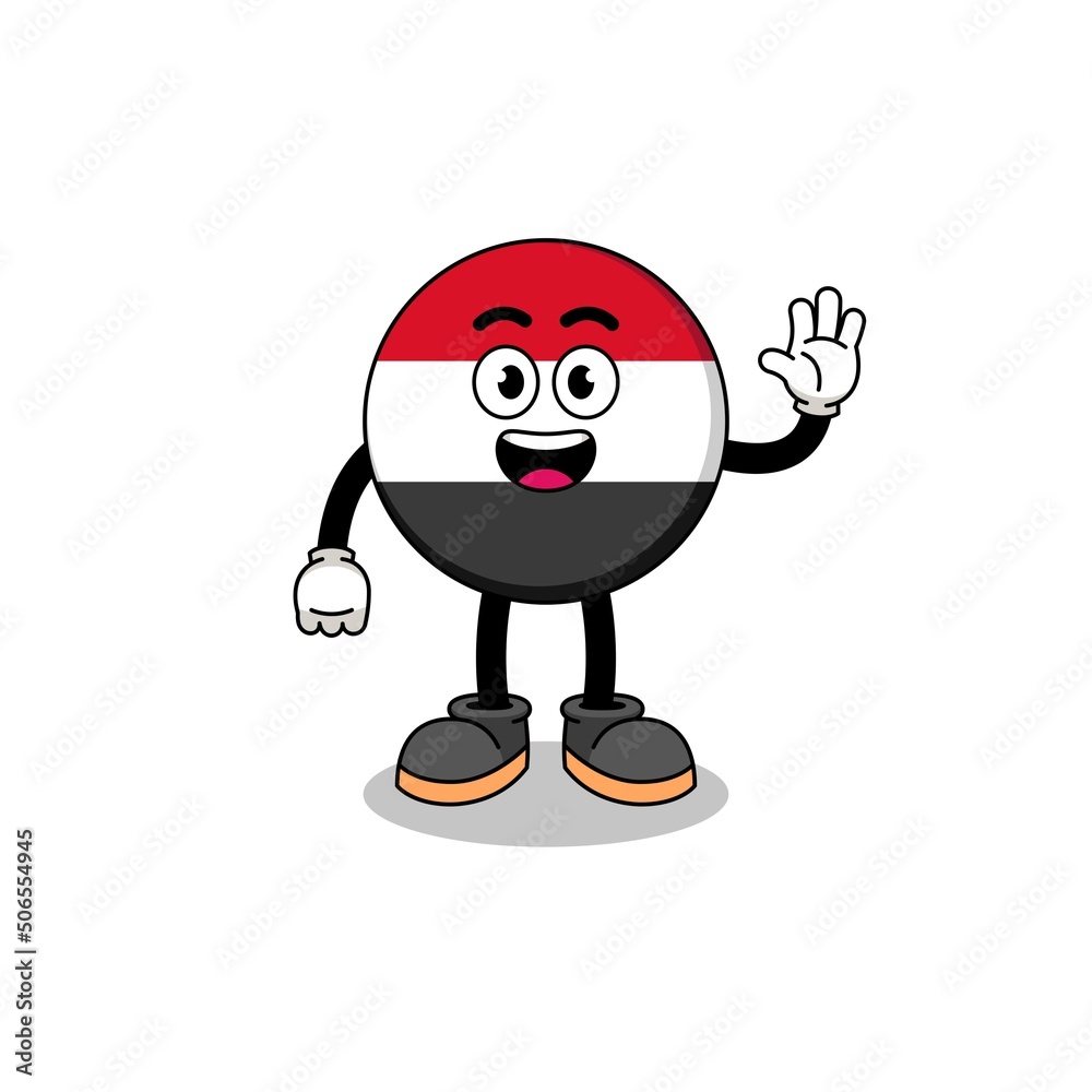 yemen flag cartoon doing wave hand gesture yemen flag cartoon doing wave hand gesture