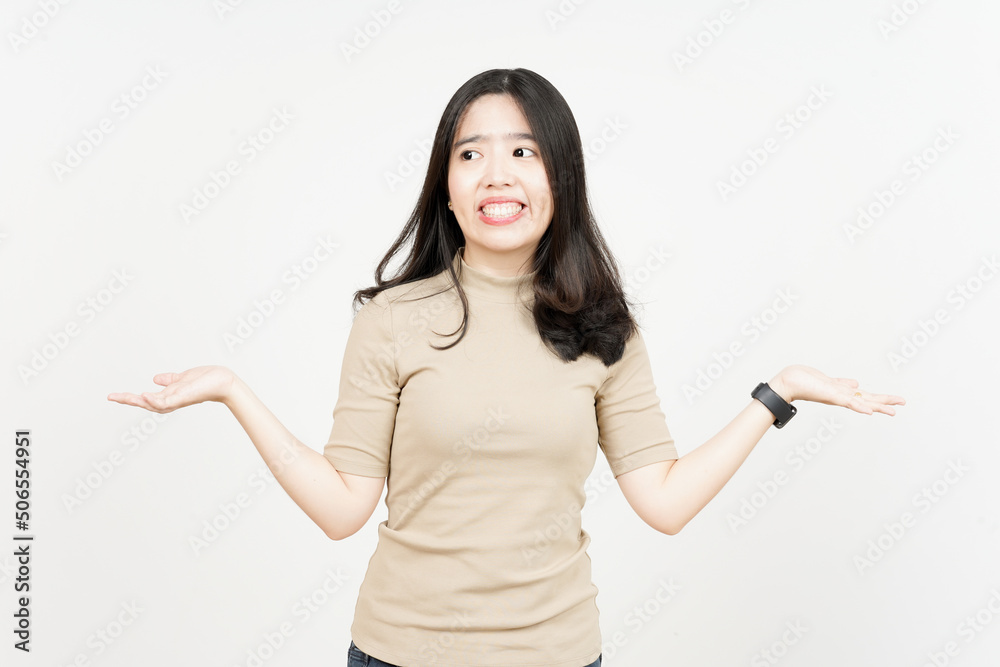Doubt Confused, Don't know Gesture Of Beautiful Asian Woman Isolated On White Background Doubt Confused, Don't know Gesture Of Beautiful Asian Woman Isolated On White Background