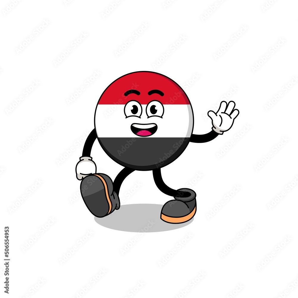 yemen flag cartoon walking