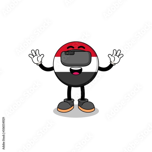 Illustration of yemen flag with a vr headset