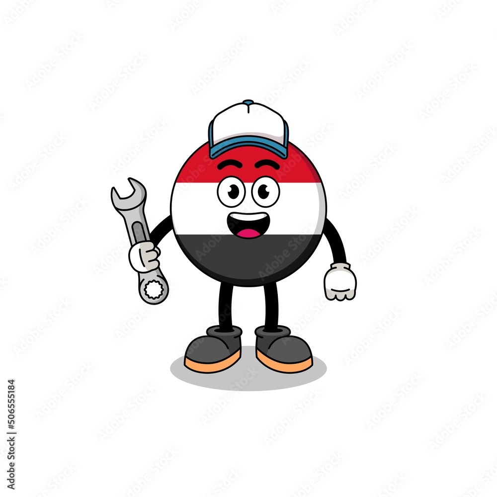 yemen flag illustration cartoon as a mechanic yemen flag illustration cartoon as a mechanic