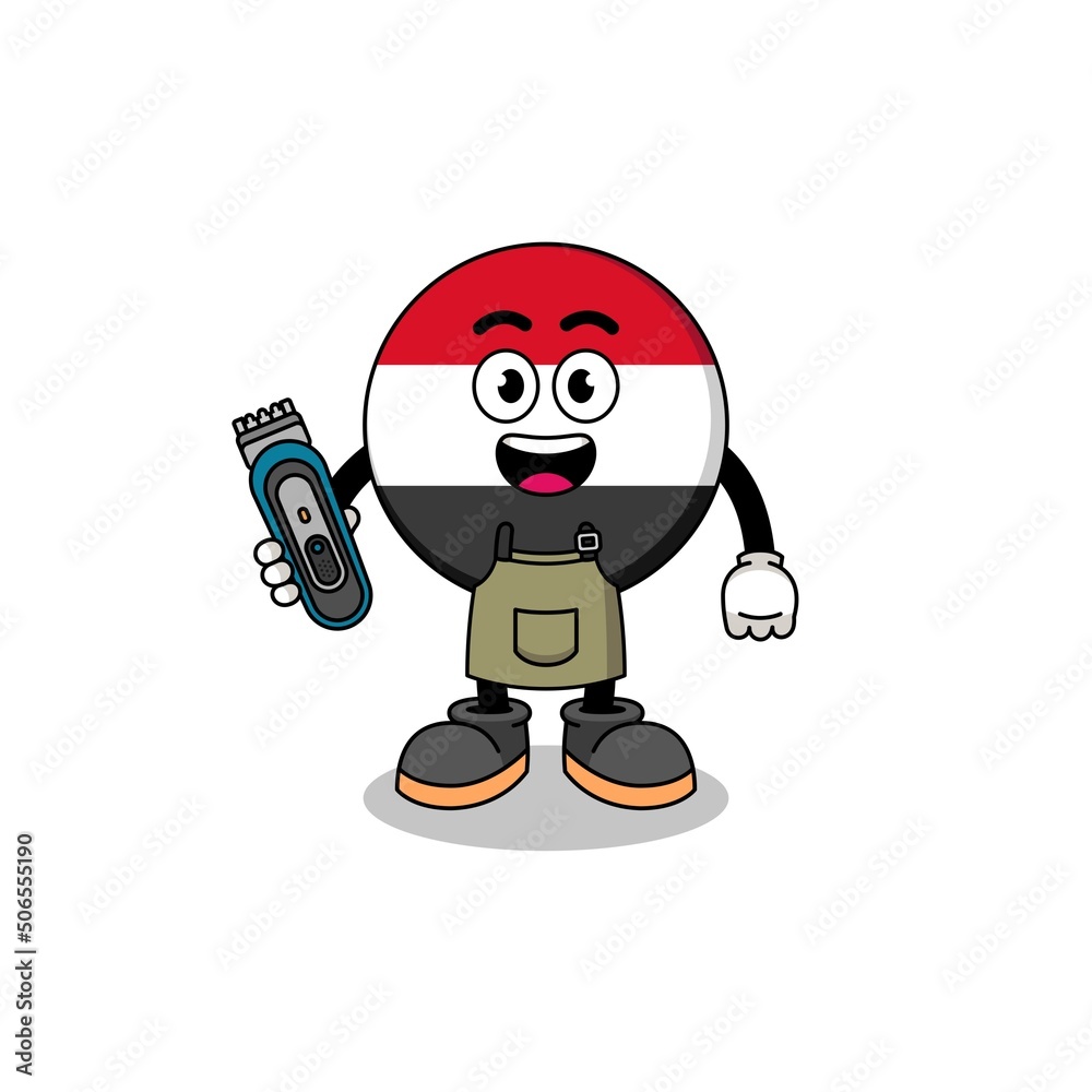 Cartoon Illustration of yemen flag as a barber man Cartoon Illustration of yemen flag as a barber man
