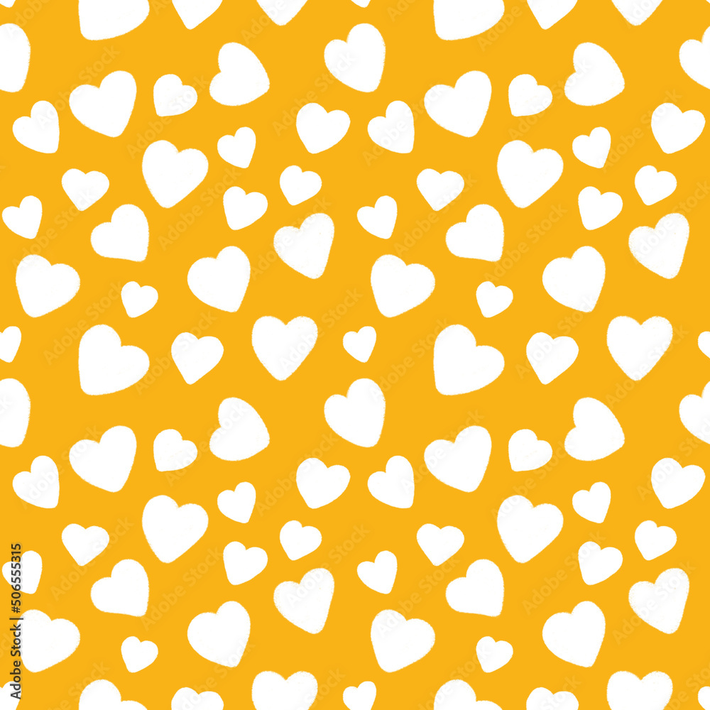 Simple hearts seamless pattern in yellow