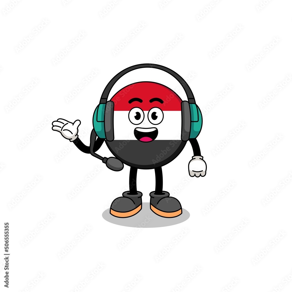 Mascot Illustration of yemen flag as a customer services