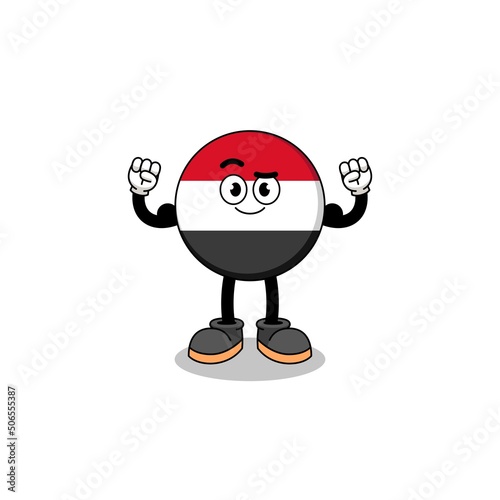 Mascot cartoon of yemen flag posing with muscle