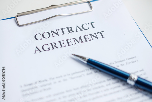 contract documents and pen for approve or signature. Contract agreement, partnership, lawyer and deal concepts