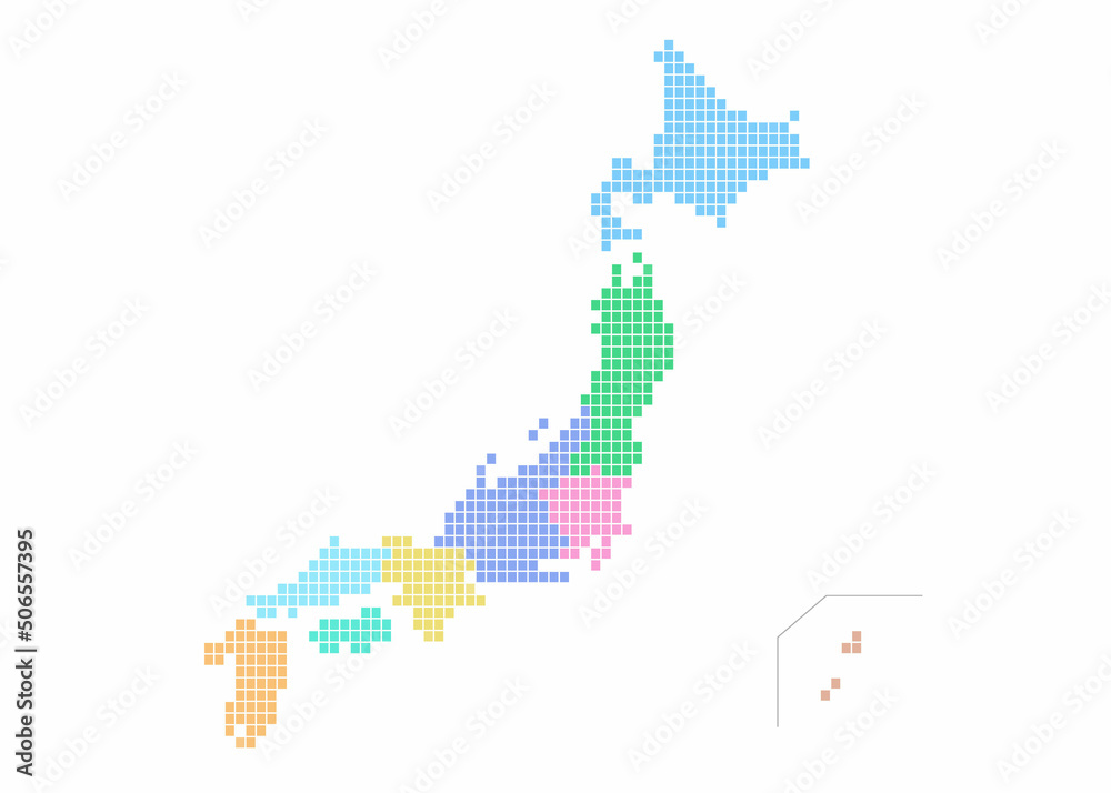 Fototapeta ドット絵 日本地図