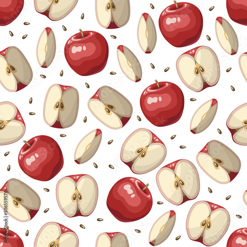 Pattern of whole and lobed red apples