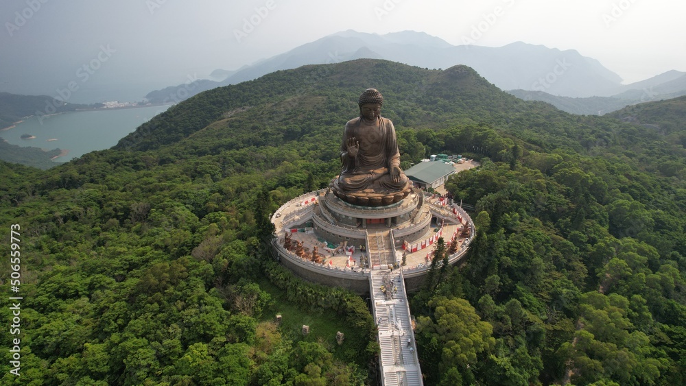 big buddha statue in Lantau island - obrazy, fototapety, plakaty 