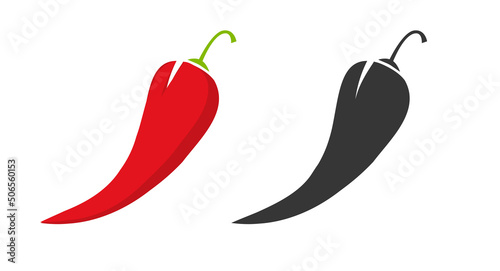 Perrep chili icon isolated on white background vector flat red or cayenne black shape silhouette pictogram clipart graphic illustration image