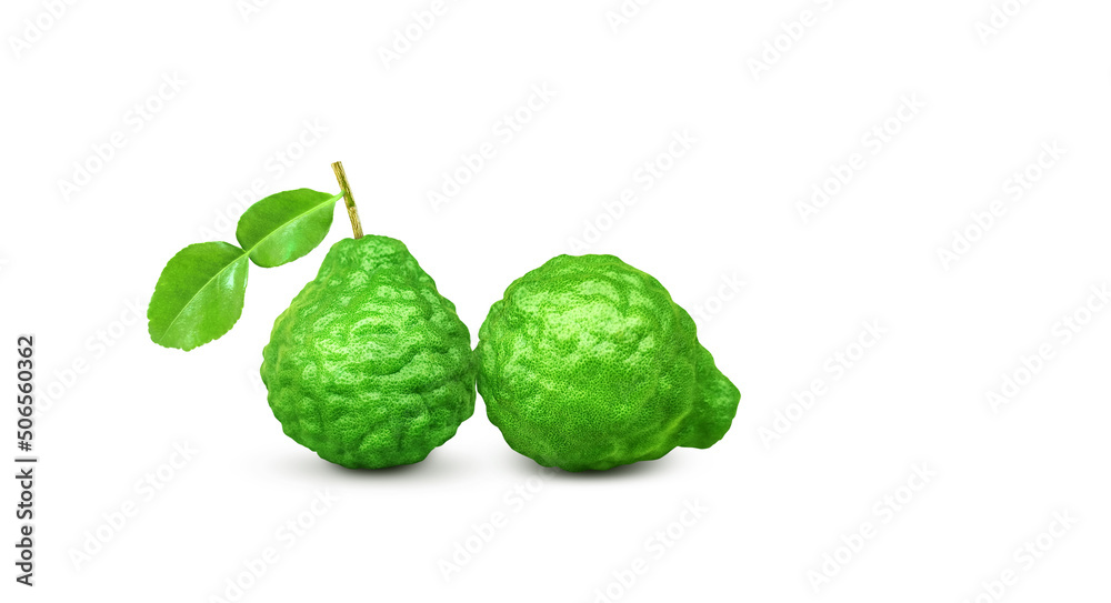 Bergamot fruit with cut in half and leaf isolated on white background. Clipping path. Bergamot fruit with cut in half and leaf isolated on white background. Clipping path.