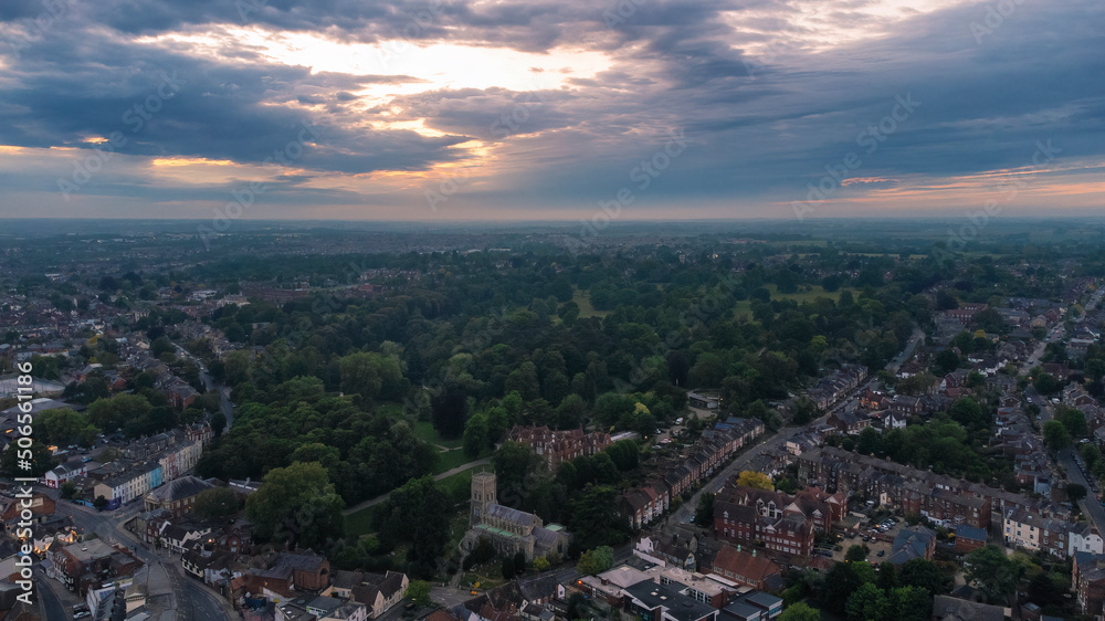 An aerial view of Christchurch Park in Ipswich, UK