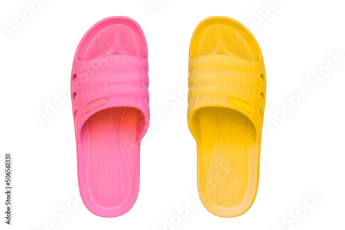 Pink and yellow flip flop