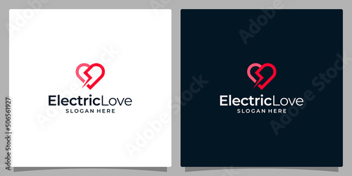 heart logo and lightning design vector illustration.