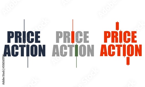 Price action typography. Emblem with japanese candles