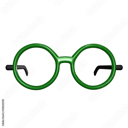 Circle glasses with green frames
