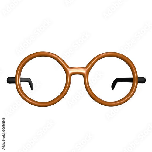 Circle glasses with brown frames photo