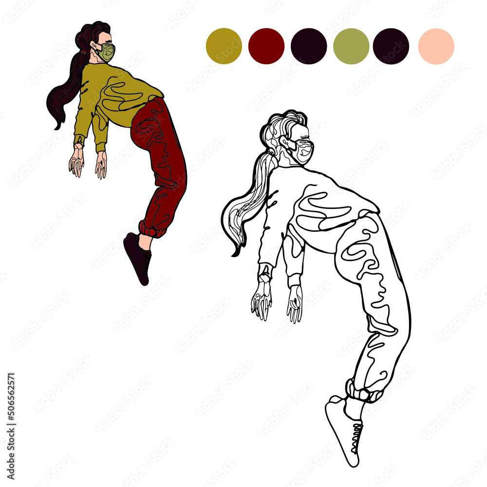 Obraz premium Isolated vector illustration of a cute girl. Young woman as a print, blank for designers, logo, label, sticker