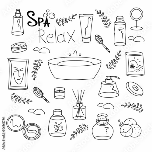 spa care doodle style. vector image