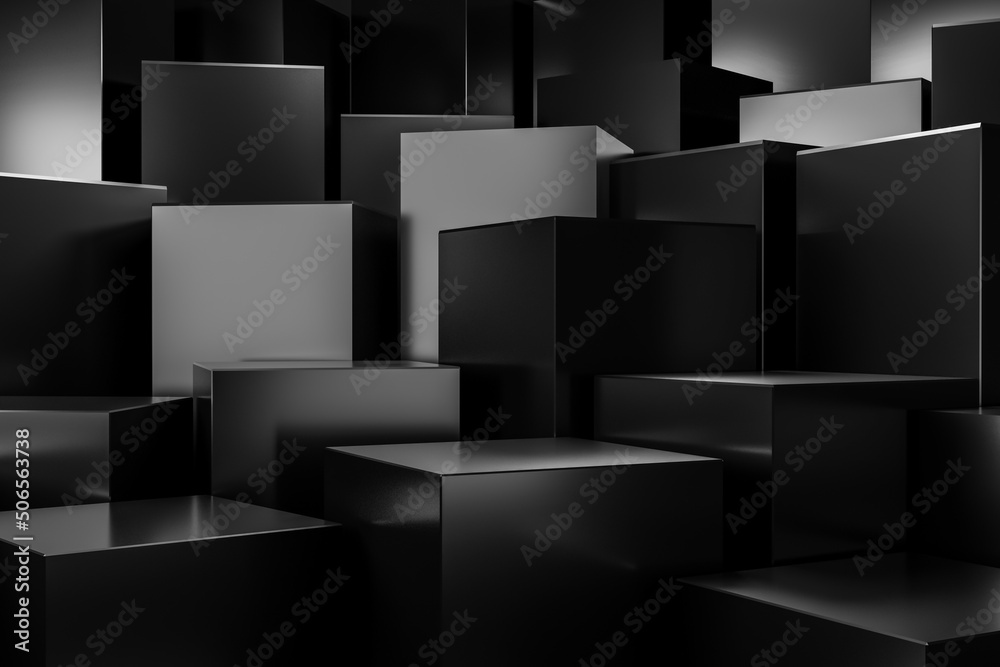 Abstract Black 3D Block Background. 3D rendering. Abstract Black 3D Block Background. 3D rendering.