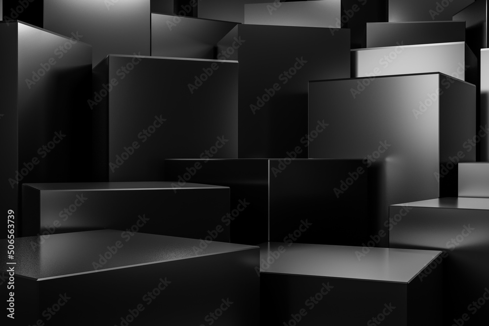 Abstract Black 3D Block Background. 3D rendering. Abstract Black 3D Block Background. 3D rendering.