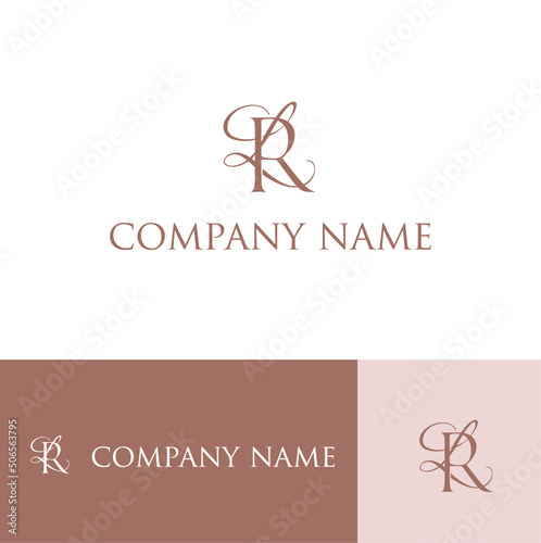 Initial LR beauty monogram and elegant logo design.