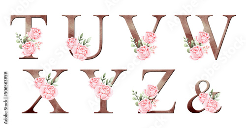 Watercolor floral alphabet