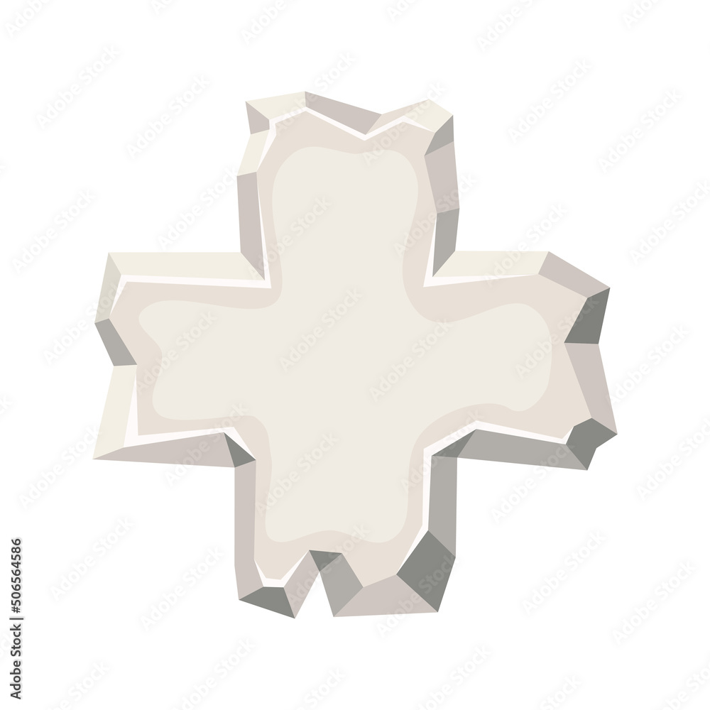 Stone sign board, isolated on white background. Gray cracked oval boulder panel, arrow, plus. Interface stone button, mobile app element. Vector cartoon illustration. Stone sign board, isolated on white background. Gray cracked oval boulder panel, arrow, plus. Interface stone button, mobile app element. Vector cartoon illustration.