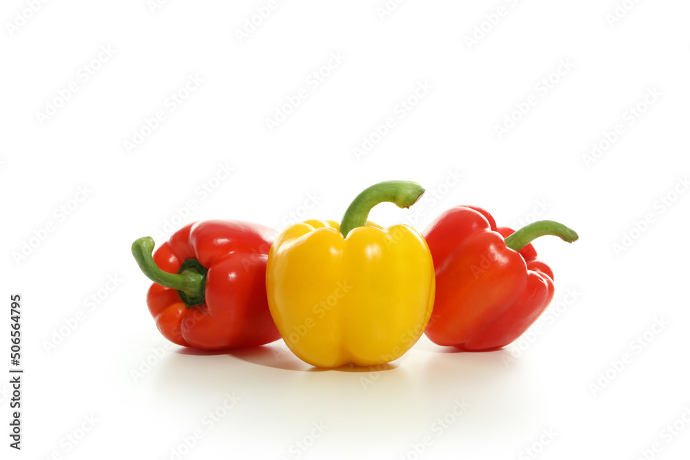 Three bell peppers isolated on white background Three bell peppers isolated on white background
