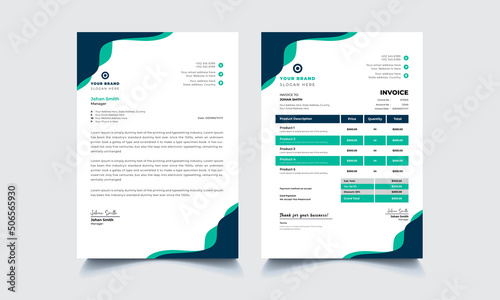modern clean business office stationery letterhead and invoice design
