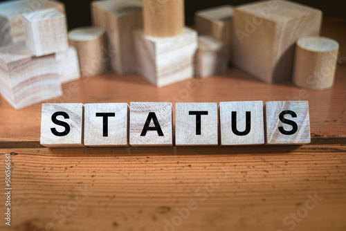 Status Word Written In Wooden Cube
