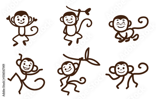 Monkey doodle. Simple animal drawings.