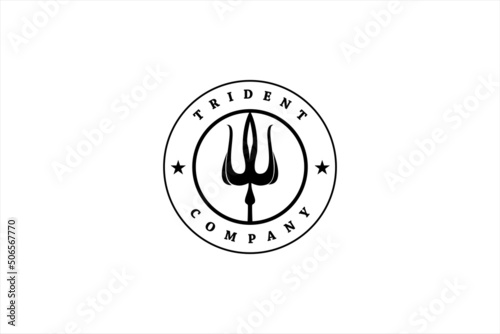 Trident Neptune God Poseidon Triton King Shiva Spear Label logo design