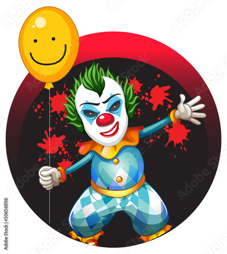 Clown holding balloon cartoon character