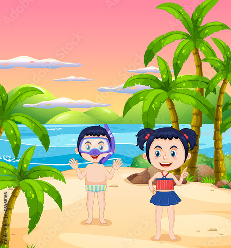 Group of children at the beach