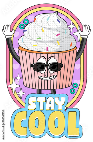 Cupcake comic style with word expression