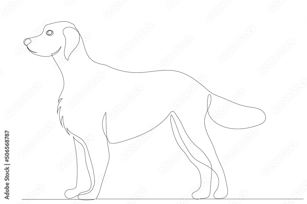 dog drawing in one continuous line, isolated dog drawing in one continuous line, isolated