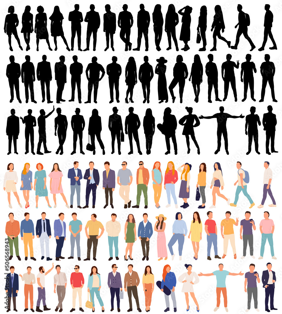 people set in flat design isolated, vector