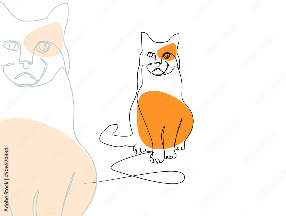 Obraz premium Cat line art illustration