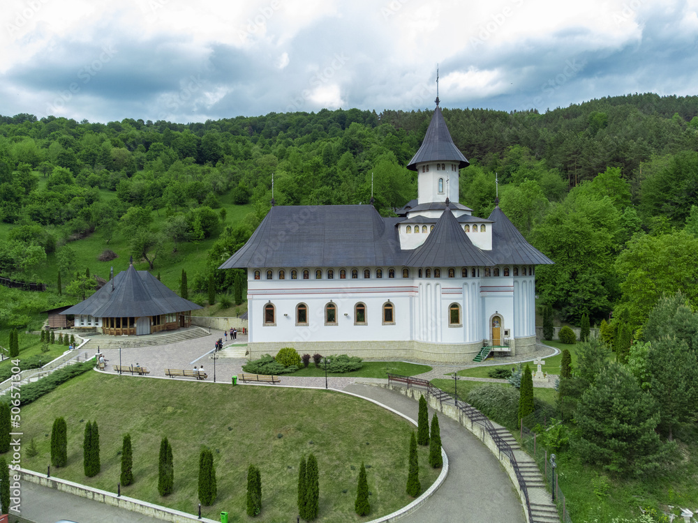 Aerial landscape with Pangarati Monastery - Romania Aerial landscape with Pangarati Monastery - Romania