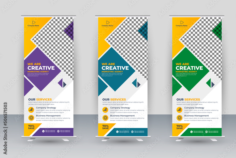 Professional corporate roll up banner template design layout