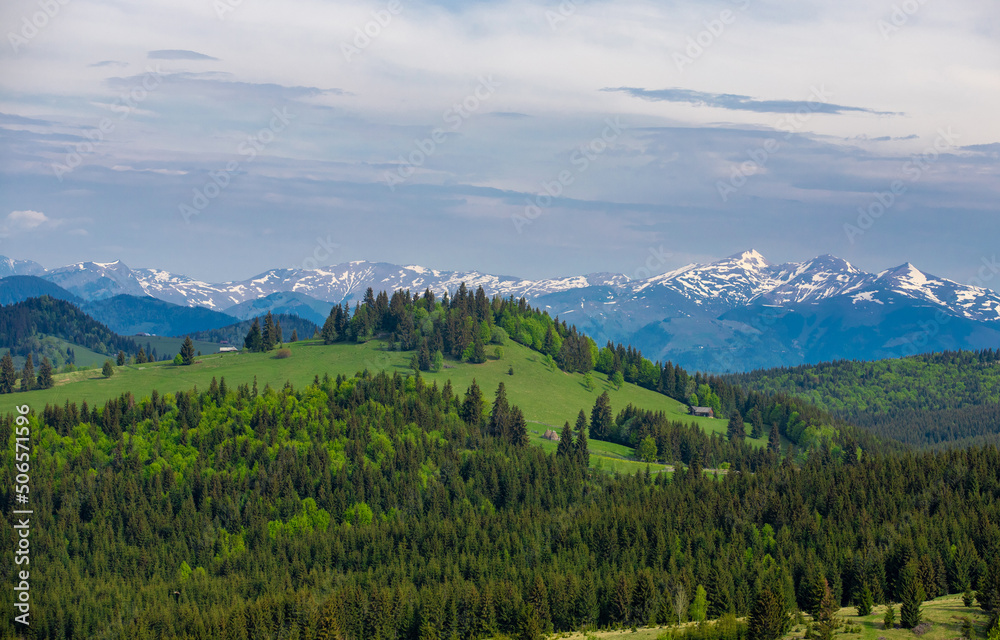Landscape with Rodna mountains seen from Tihuta pass