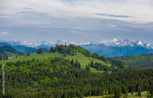 Landscape with Rodna mountains seen from Tihuta pass