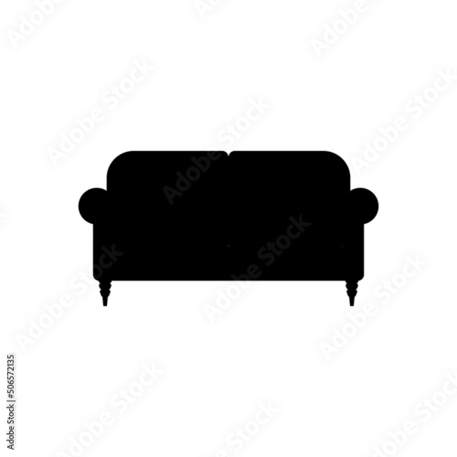 Sofa Silhouette. Black and White Icon Design Element on Isolated White Background © Khairuman