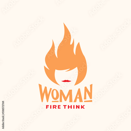 face beauty women with hair fire logo design vector graphic symbol icon illustration creative idea