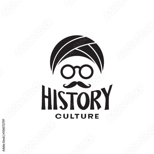 Fotografie, Obraz head man with turban culture vintage logo design vector graphic symbol icon illu