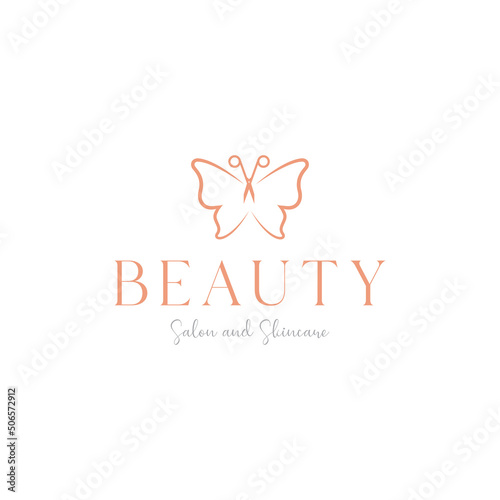 beauty feminine butterfly with scissor logo design vector graphic symbol icon illustration creative idea